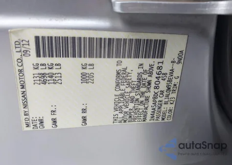 2013 Nissan Maxima 3.5 S from USA, damaged, VIN 1N4AA5AP8DC804681